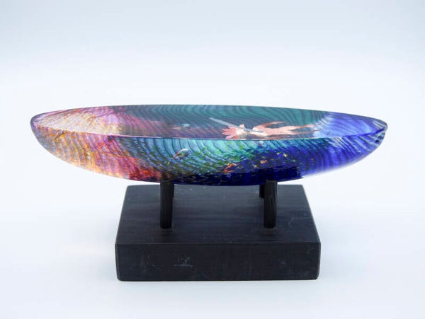 KOSTA BODA; B.VALLIEN. ART OBJECT BOAT "NAVIGATOR".  17.5 CM