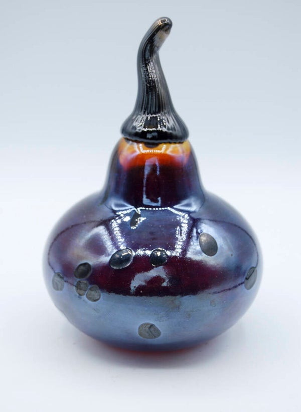 KOSTA BODA: GUNNEL SAHLIN: "WINTER GARDEN" ART OBJECT IN PURPLE. SPECIAL EDITION