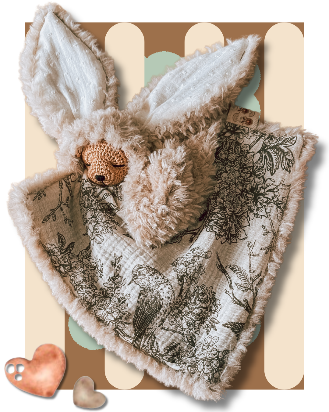 Léon P'tit Nourson Bird Kaki/Teddy Beige