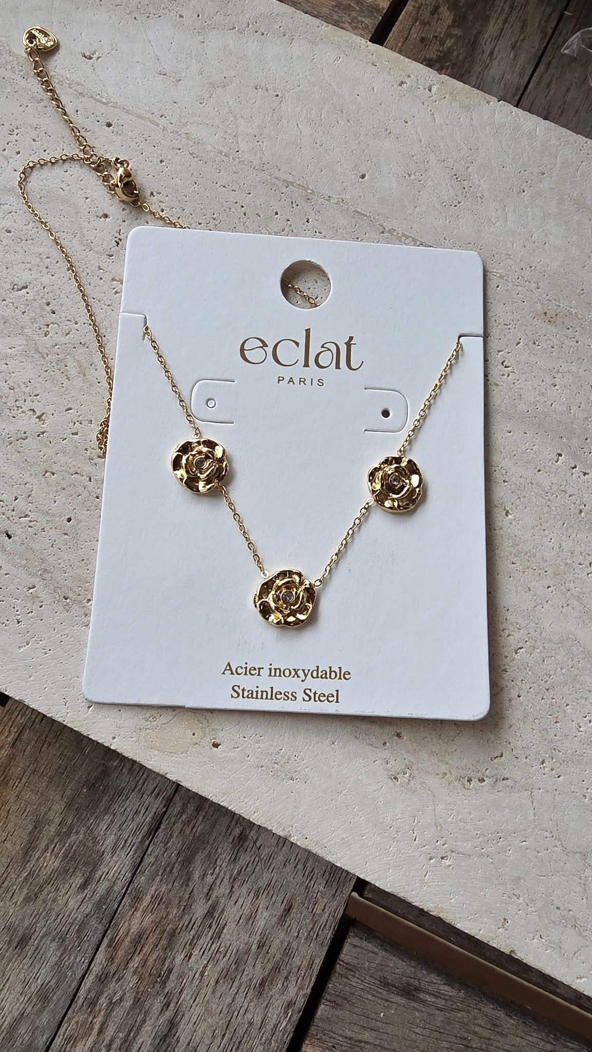 Collier roses éternelles - acier