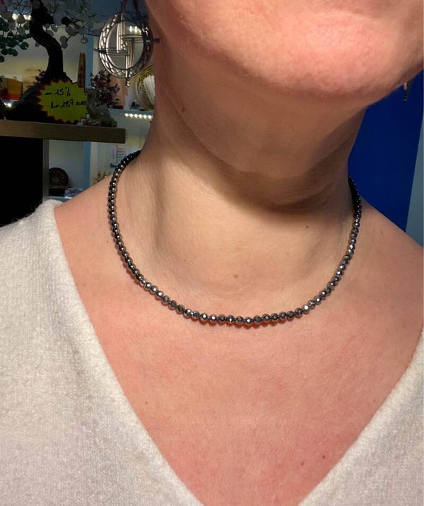 Collier Hématite et Térahertz 4mm