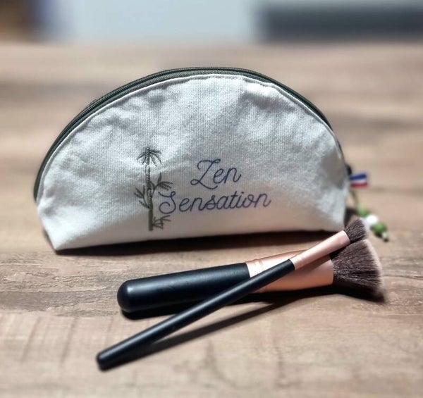 Pochette demi lune rangement maquillage fait main