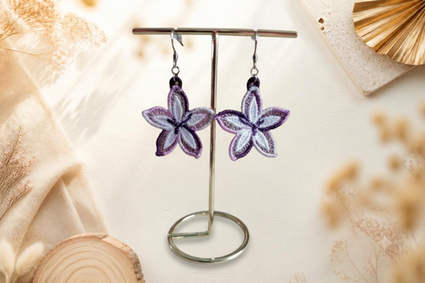 Boucles d'oreilles brodées fleurs fait main
