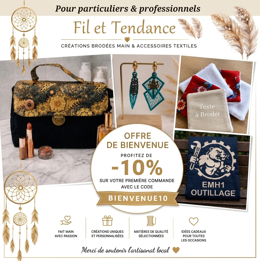 - 10 % avec le code BIENVENUE10 pour la 1ÈRE COMMANDE 