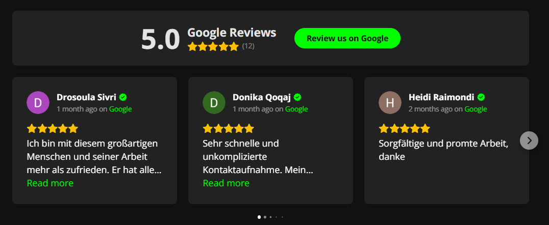 Übersciht Google Reviews