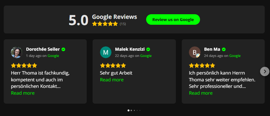 Übersciht Google Reviews