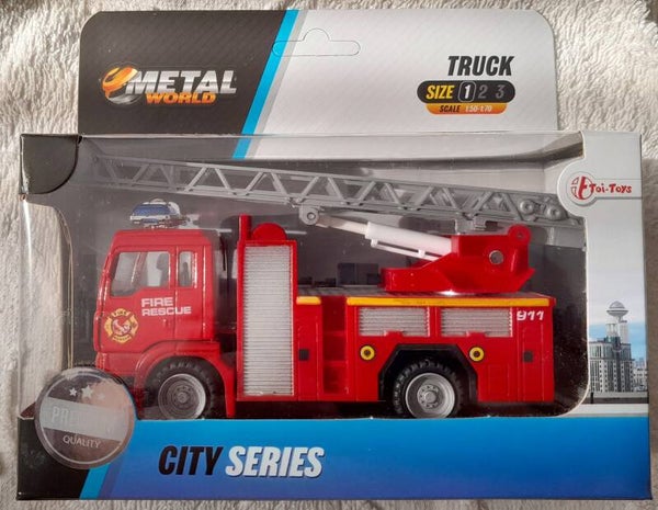 Toi-Toys Die Cast Metal World Truck Brandweer Auto Met Ladder