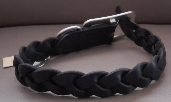 ABC Beeztees leren halsband Connex. Zwart. 45 cm x 20 mm.