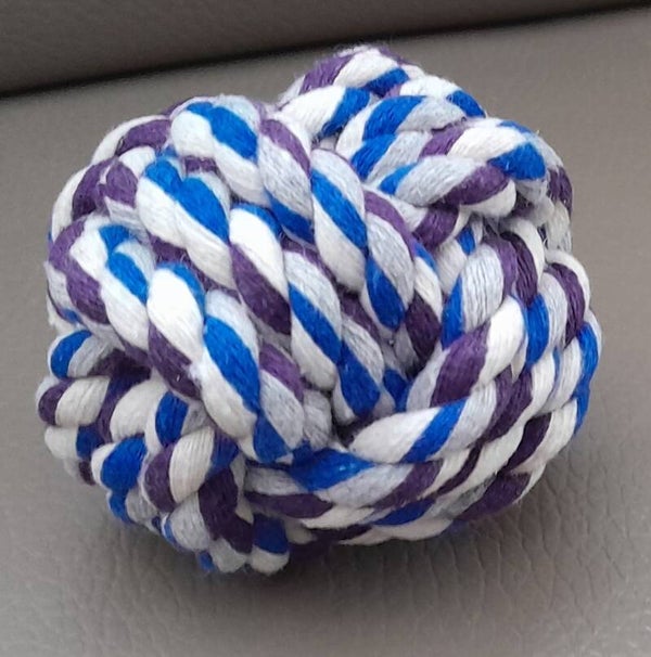 Honden Speelgoed Touw Bal Blauw/Paars/Wit 6,50 Cm
