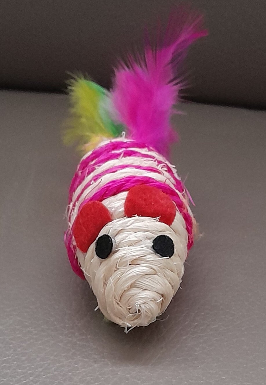 Katten Speelgoed Muis Sisal Touw en Geluid Wit/Roze