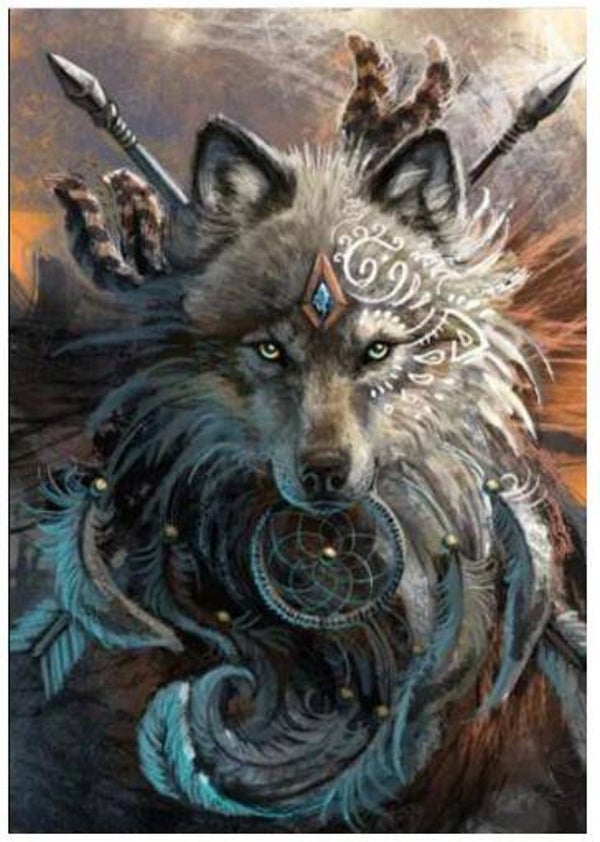 Diamond Painting - Ronde Steentjes - Wolf - 50 x 40 Cm