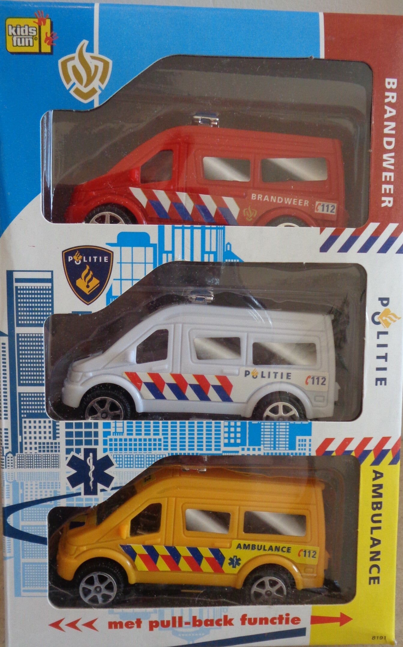 Jonotoys reddingsdienstvoertuigen 3 stuks 9,5 cm