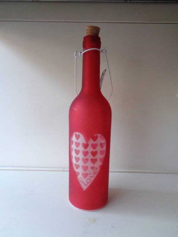 Glazen Fles Met LED-Verlichting Hart Decor Rood