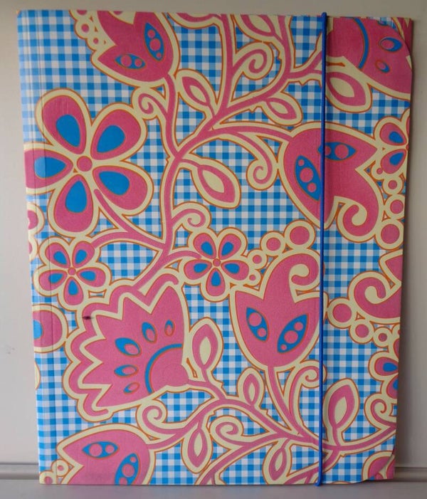 Verzamelmap Met Harde Kaft en Bloemen Van Velours Roze A4