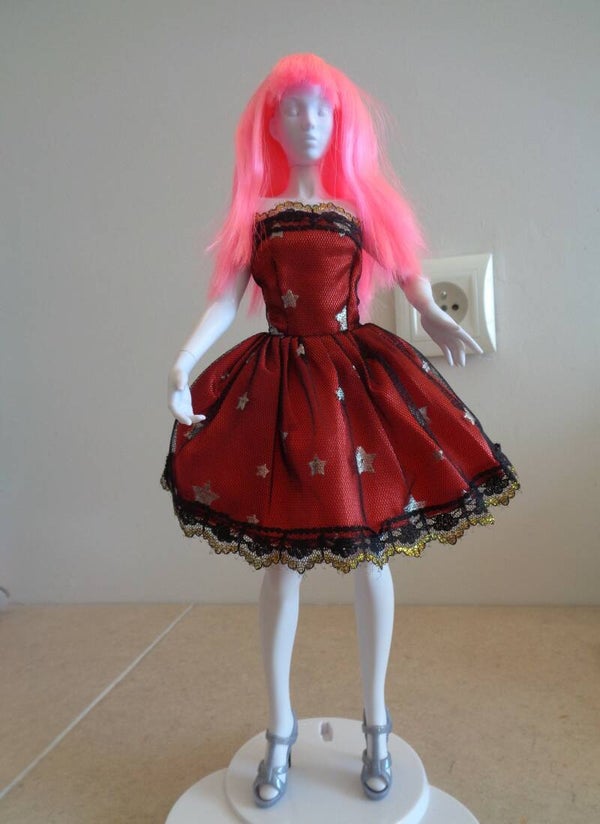 Poppenkledingmode Rode Feestjurk