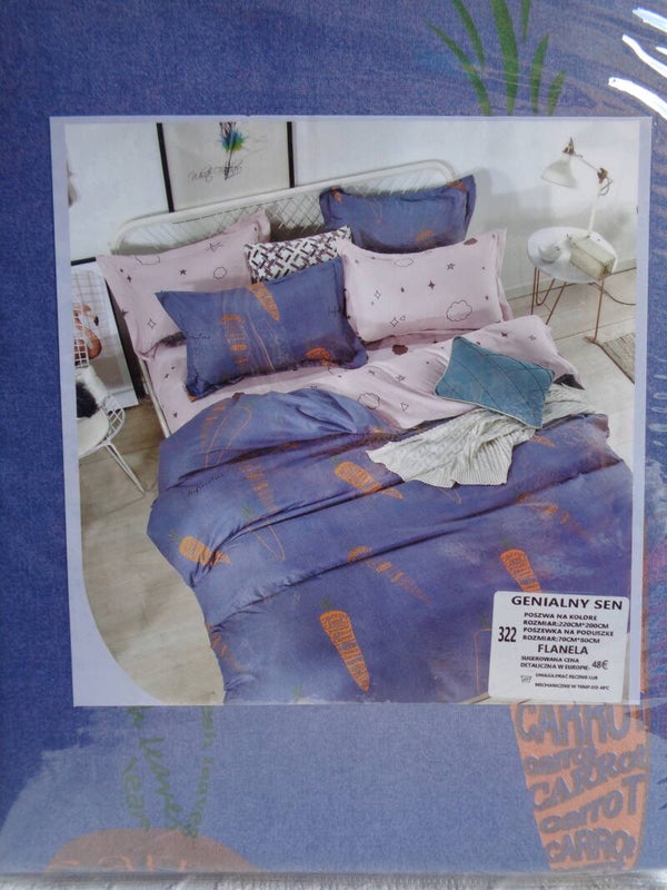 Dekbedovertrek Flanel Wortel Blauw 200 cm * 220 cm