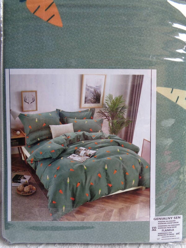 Dekbedovertrek Flanel Wortel Groen 200 cm * 220 cm