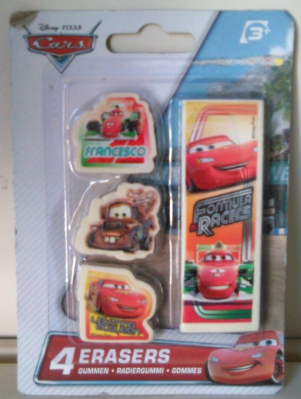 Disney Cars Gommen 4-Delig