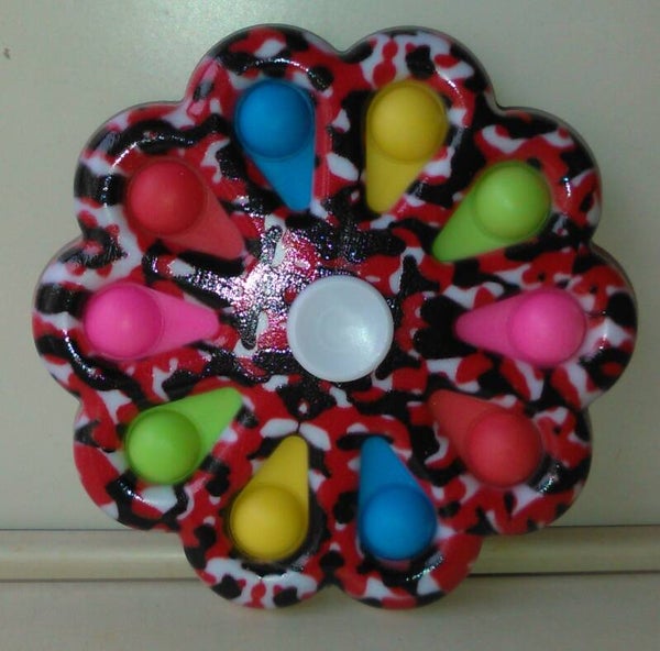 Fidget Pop It Spinner Leger Camouflage Rood/Zwart/Wit 10