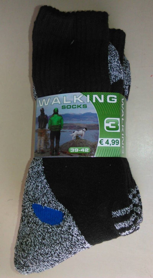 Walking Socks 43-46 zwart/grijs