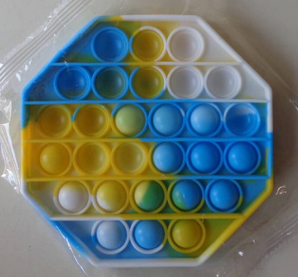 ABC Fidget Pop It Achthoek Blauw/Geel/Wit