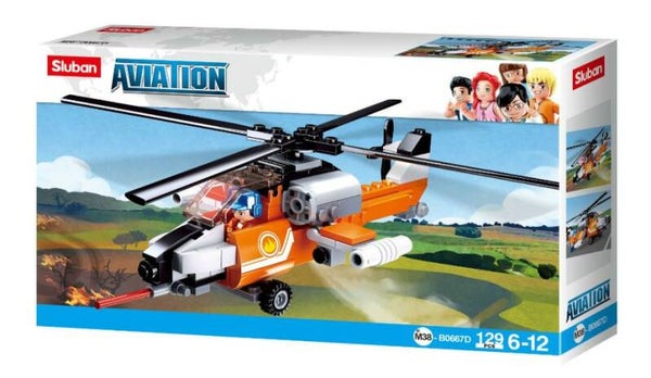Sluban blushelikopter junior 23,1 cm oranje/wit 129-delig