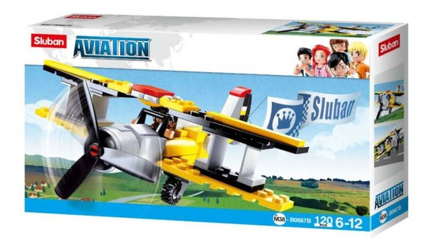 Sluban dubbeldekker junior 25,1 cm grijs/geel 120-delig