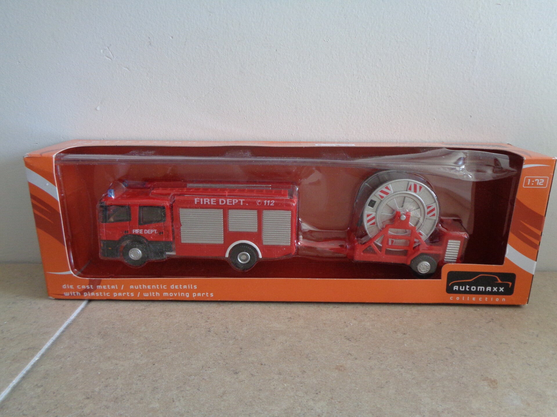 Joy City Brandweerwagen Met Slangentrailer 20 Cm Rood