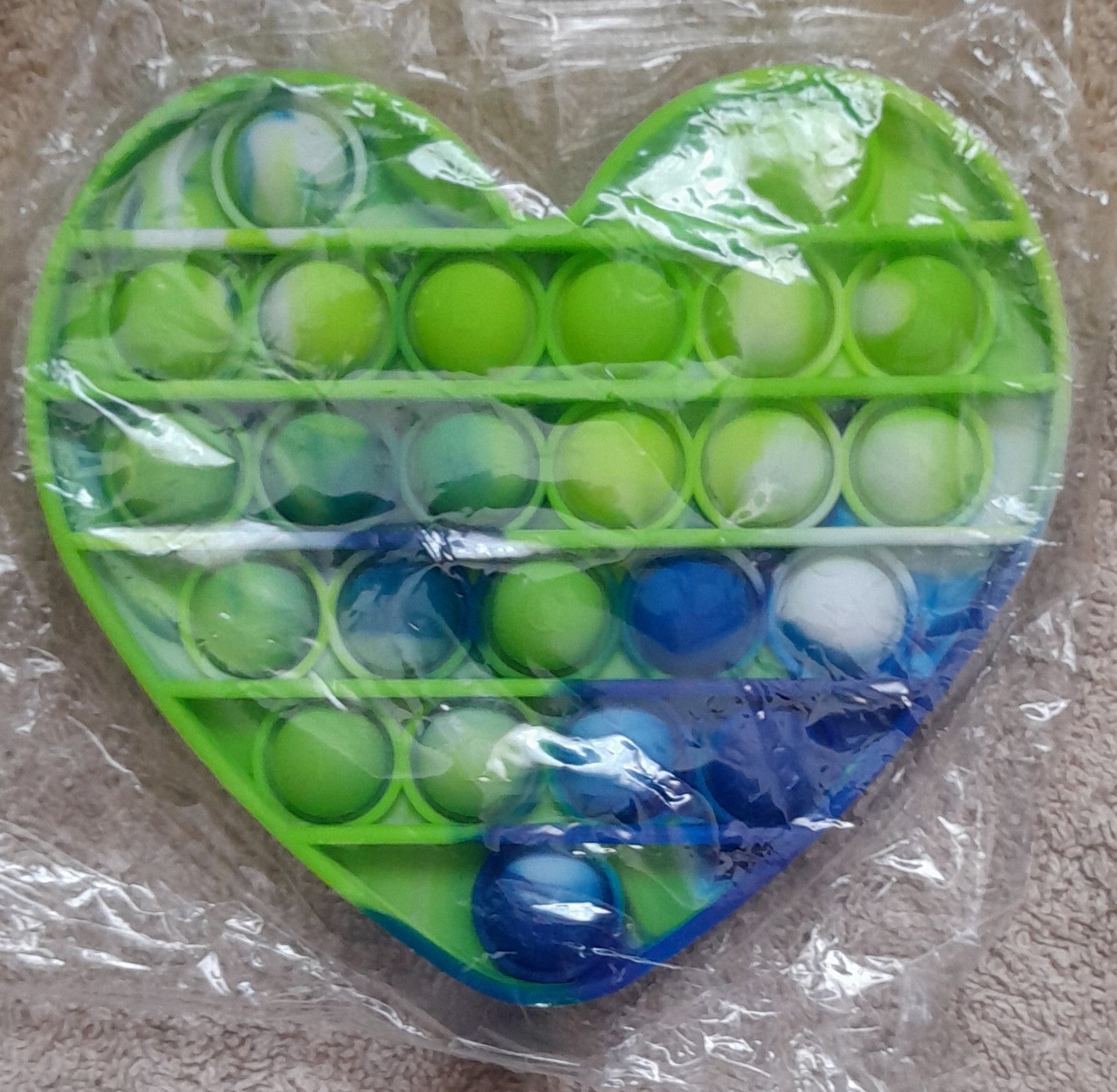 Fidget Pop It Toy Hart Groen/Blauw/Wit