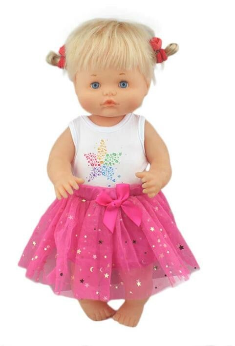 Babypoppen Kleed Met  Ster Donker Roze 42 Cm