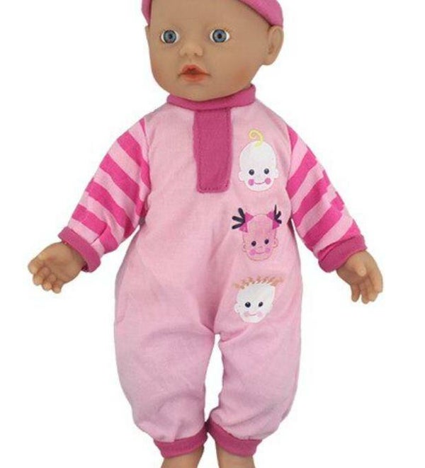 Babypoppen Pyjama Met Drie Gezichtjes 32 cm
