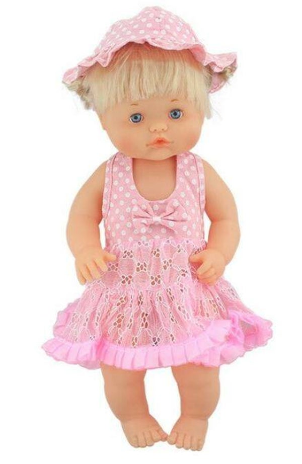 Babypoppen Kleed Met Muts Roze 42 Cm