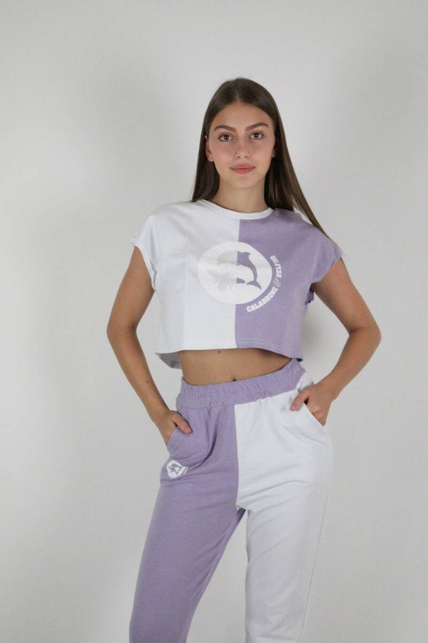 Tuta Oversize Lilla & Bianco – Comfort di classe