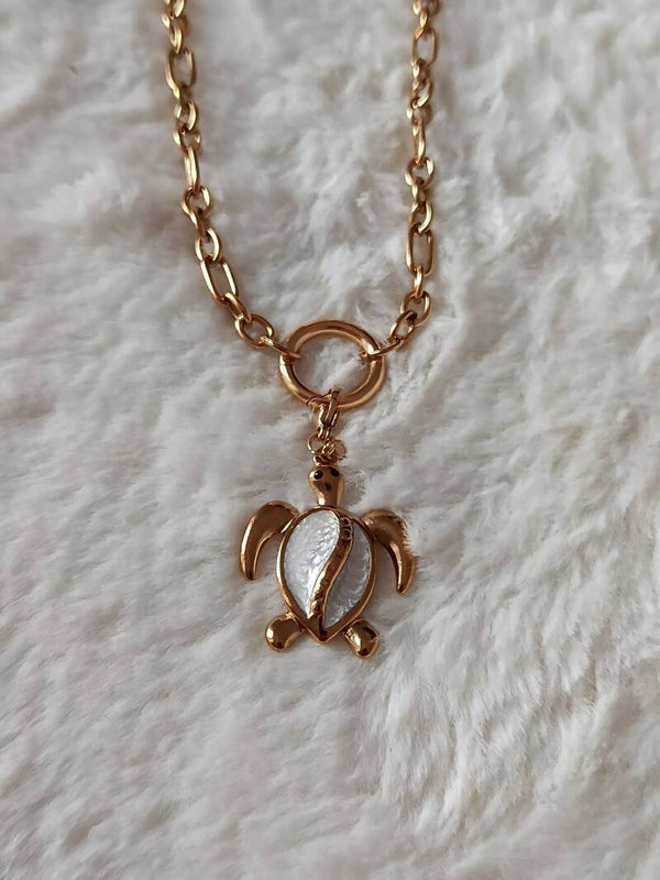 COLLIER BRELOQUE TORTUE BLANCHE INTERCHANGABLE