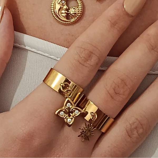 Bague TREFLE STRASS "ajustable"