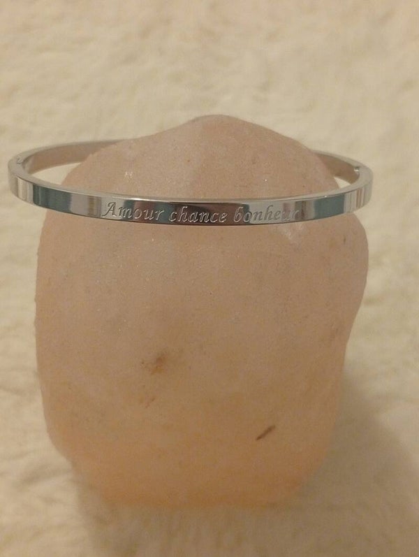 JONC MESSAGE "AMOUR CHANCE BONHEUR" ARGENT