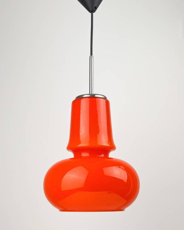 Vintage opaline glazen hanglamp oranje