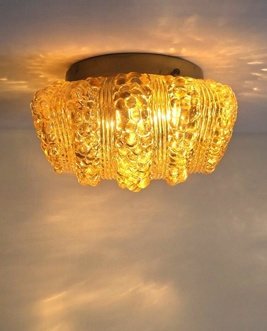 Vintage Herda plafondlamp bubbelglas