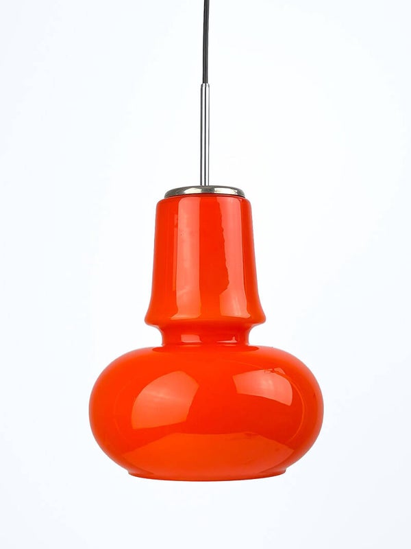 Vintage opaline glazen hanglamp oranje