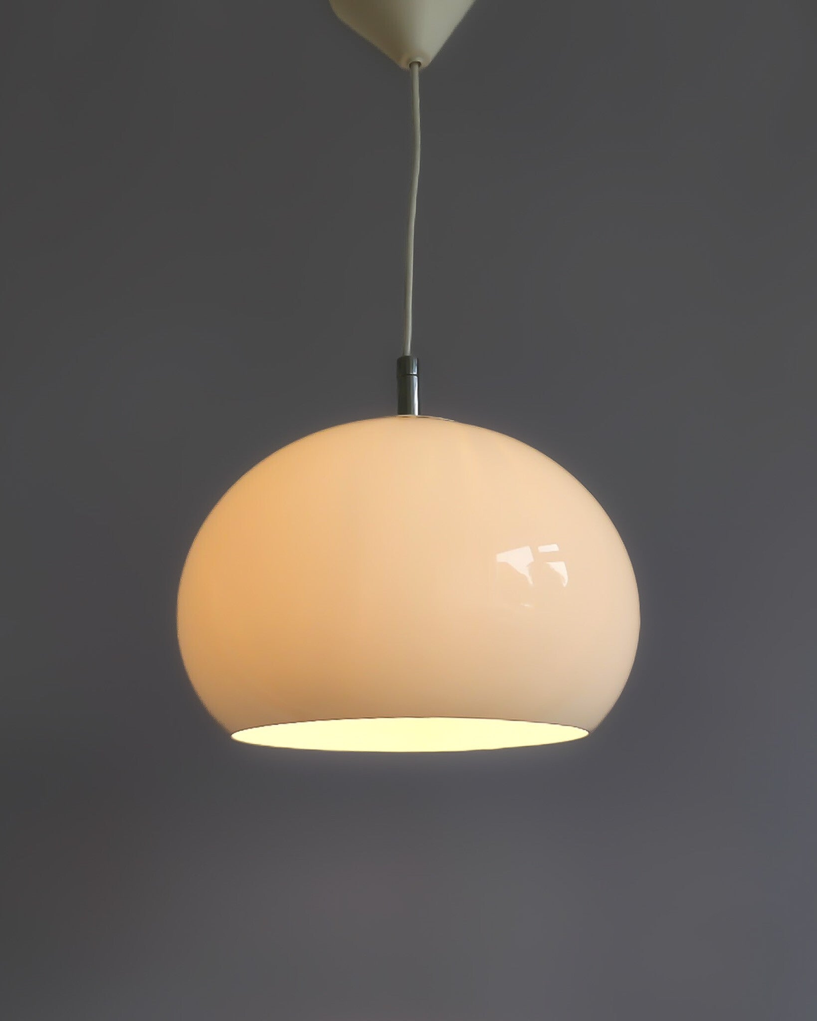 Vintage jaren 70 mushroom hanglamp wit