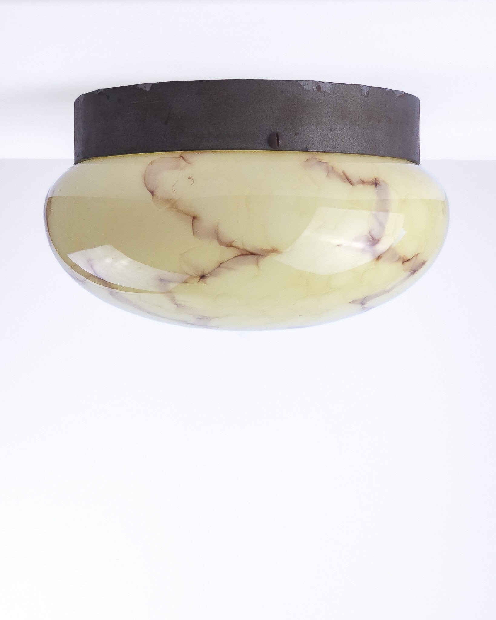Vintage Art Deco plafondlamp gemarmerd glas