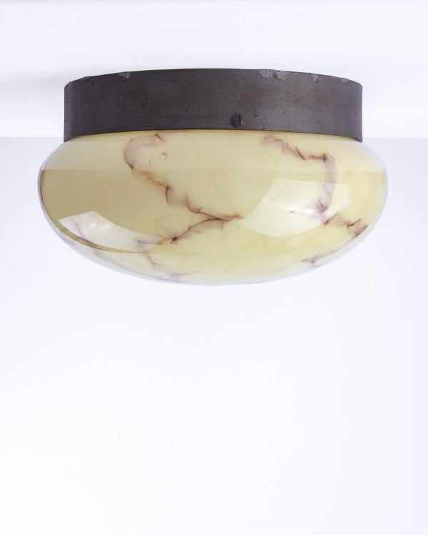 Vintage Art Deco plafondlamp gemarmerd glas