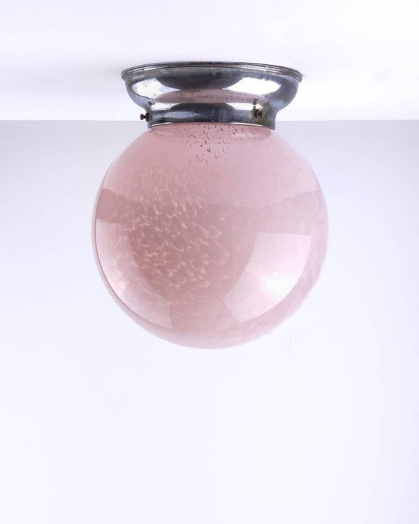 Art Deco plafondlamp roze gewolkte kap