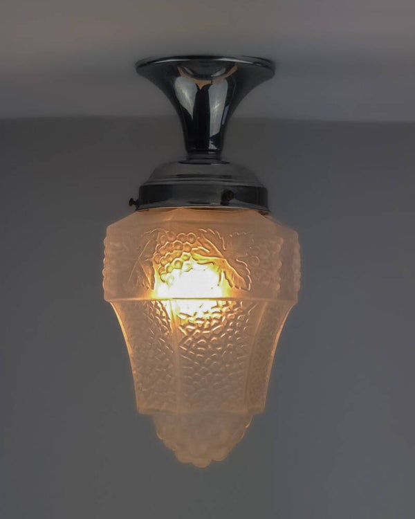 Vintage Art Deco plafondlamp geëtst glas
