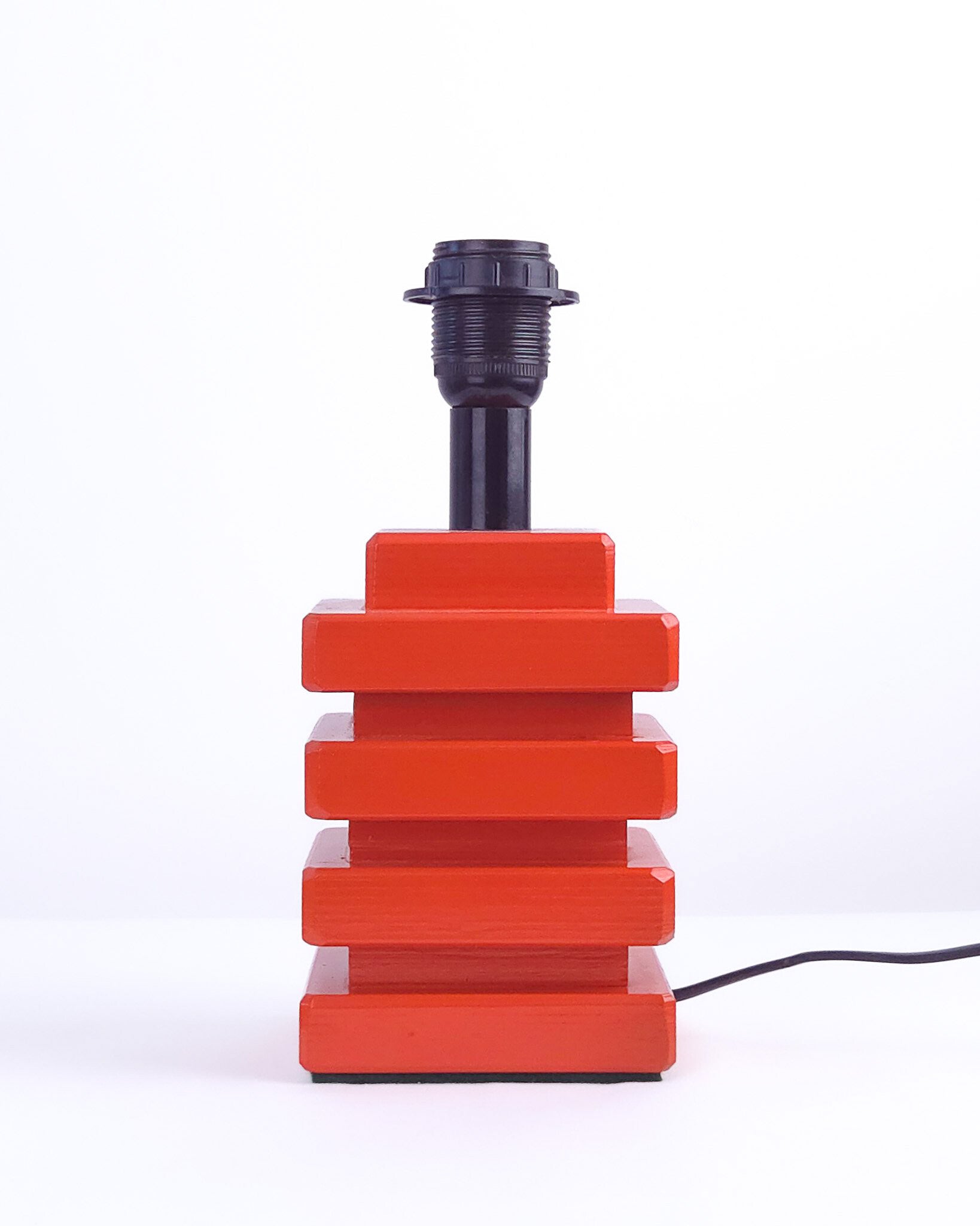 Vintage lampenvoet hout oranje