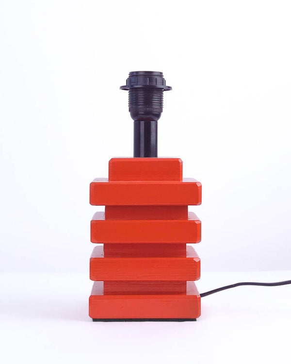 Vintage lampenvoet hout oranje