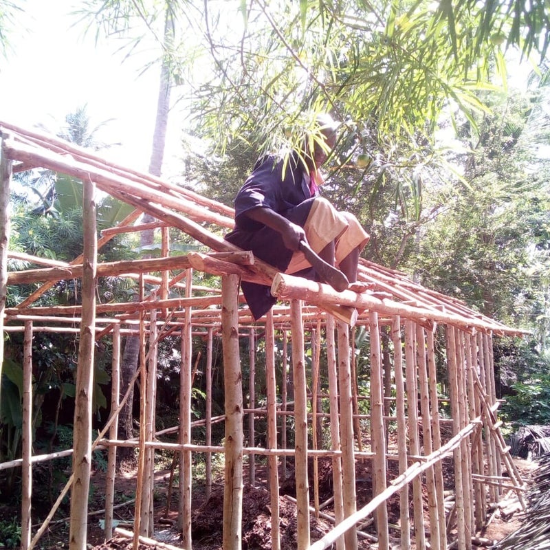 Das Grundgerüst für das Haus steht