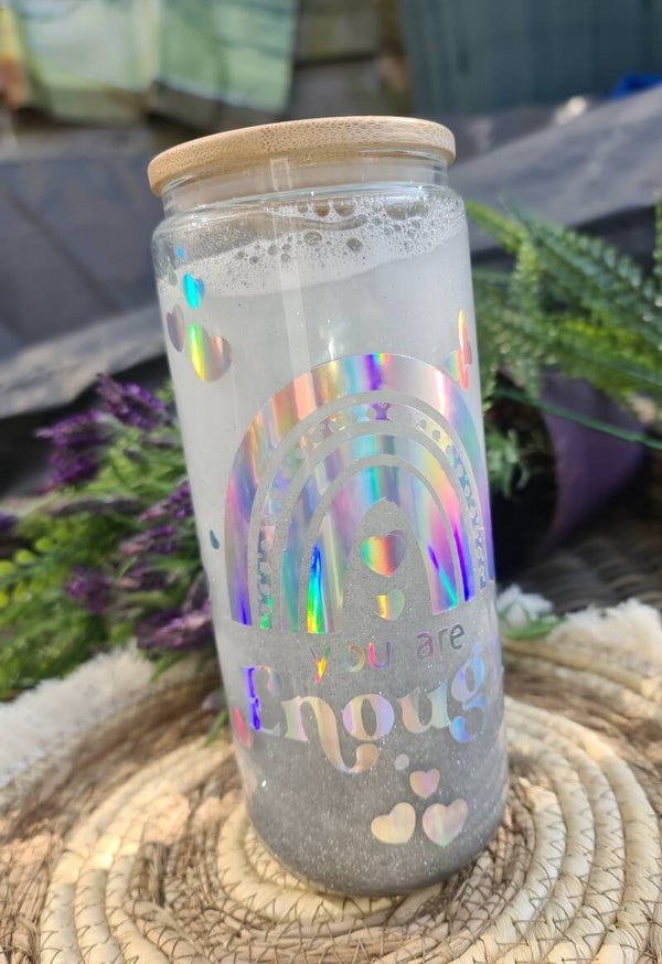 Snowglobe Can Glass 20oz  - you are enough