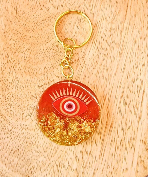 Epoxy sleutelhanger rood/goud