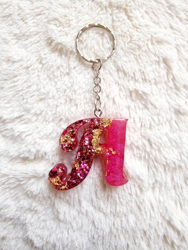 Acrylic letters sleutelhanger - Roze